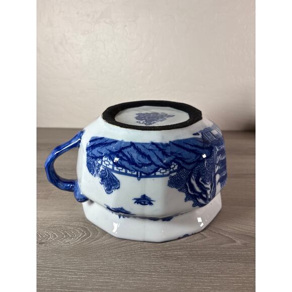Vintage, Ironstone, Variant Blue Willow, Invalid-Adult Chamber Pot 11inx9inx6in - Picture 7 of 9